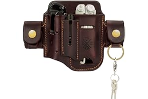 1791 EDC Multitool Sheath, Leather EDC Organizer, Belt Pouch Fits Multitool, Knife, Pen, Keys - Compatible with Heavy Duty Leatherman, Gerber and SOG