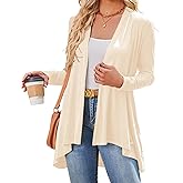Bluetime Women's Open Front Cardigan Sweaters Lightweight Long Sleeve Drape Knit Cardigans with Pockets (S-3XL)