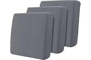 SUBRTEX Super Stretch Chair Cushion Cover Set, Durable Spandex Couch Cushion Cover Individual Seat Cushion Slipcover, Replacement Cover for Armchair RV Dinette Boat Seat (3pc Small, Light Grey)