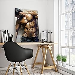 HMLZSJ Nude Muscle Male Torso Portrait Art Gay