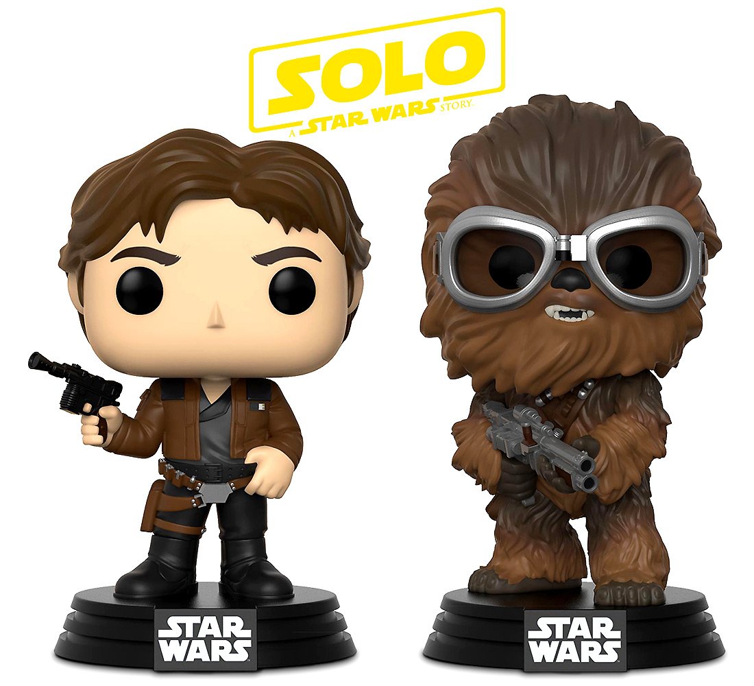 Funko POP! Disney Solo A Star Wars Movie: Han Solo and Chewbacca Bobble-Head Toy Action Figure - 2 POP BUNDLE