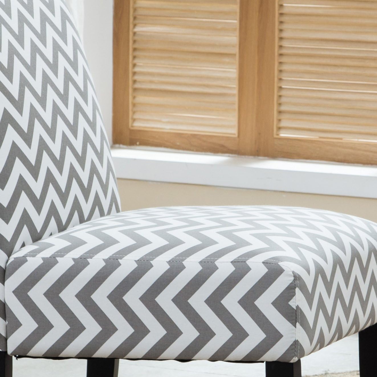 Roundhill Furniture Botticelli Grey Wave Print Fabric Armless Contemporary Accent Chair, Single: Kitchen & Dining