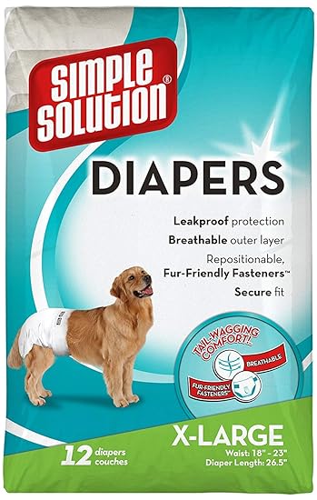 Hero Pet Brands Simple Solution Disposable Diapers, X-Large (12 Pack)