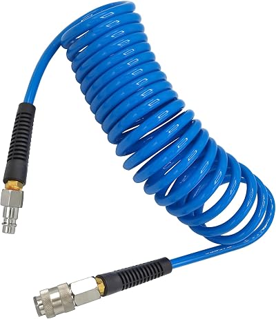 YOTOO Air Compressor Hose Polyurethane Recoil 5m 6mm ID 9.5mm OD Blue
