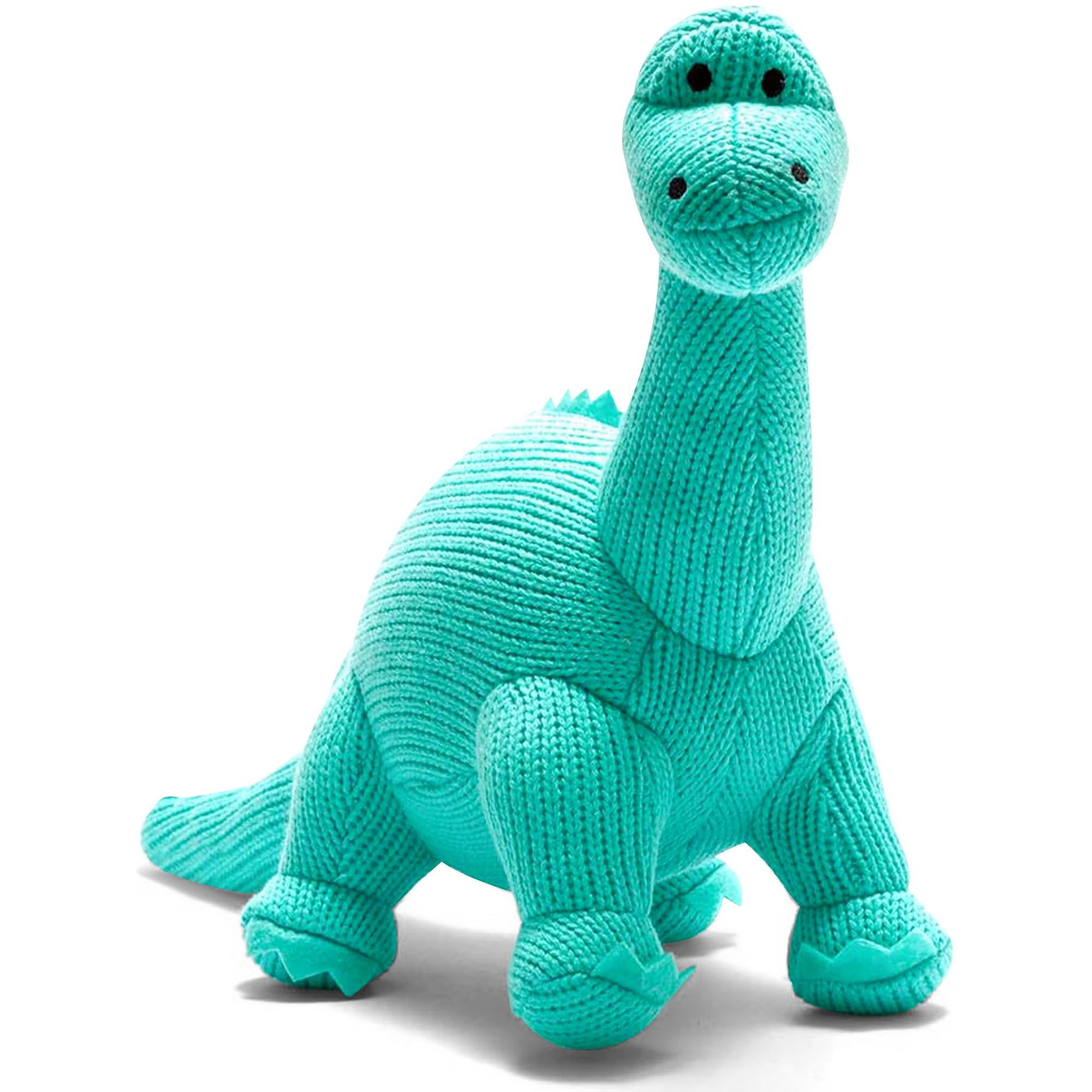 Best Years | Knitted Ice Blue Diplodocus Dinosaur Soft Toy | Baby Safe from Birth | Machine Washable | 40cm x 12cm x 27cm | Perfect Toddler Gift | Ethically Sourced