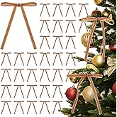 Velvet Bows for Christmas Tree, 30 PCS Gold Decorative Christmas Bows, Mini Khaki Velvet Ribbon Bow Ornaments for Garland, Wreaths, Holiday Decoration, Gift Wrapping, Crafts - 3/8'' Wide, 5 × 7 inch