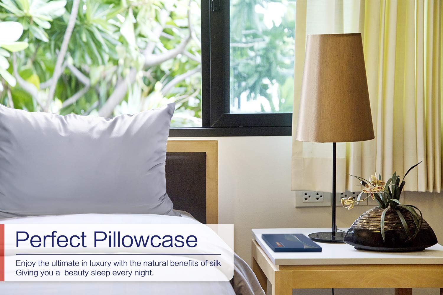 Natural Silk Pillowcase, for Hair and Skin with Hidden Zipper,22 Momme,600 Thread Count 100% Mulberry Silk, Soft Breathable Smooth Both Sided Silk Pillow Cover(Silver Grey, Standard 20''×26'',1pcs): Home & Kitchen
