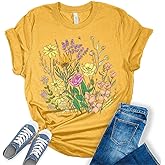 Womens Summer Shirts Trendy Boho Graphic Tees Cute Vintage Cottagecore T Shirts Floral Tops