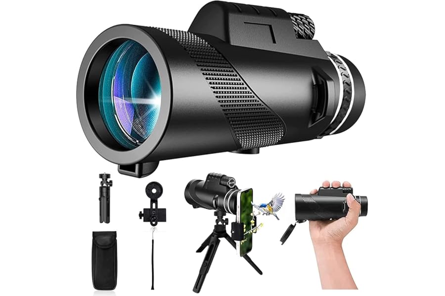 Monocular-Telescope 80x100 High Powered Monoculars High Definition for Adults High Powered with Smartphone Adapter Telescope Wildlife Bird Watching Travel Camping Hiking-Black