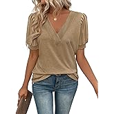 Enunube Womens T Shirt Summer Tops Short Sleeve Fashion Basic Casual Tunic Comfort Colors Tshirt Lightweight Loose Fit Blouse 2026 Trendy Beach Vacation Clothes,Khaqi, XXL-Old