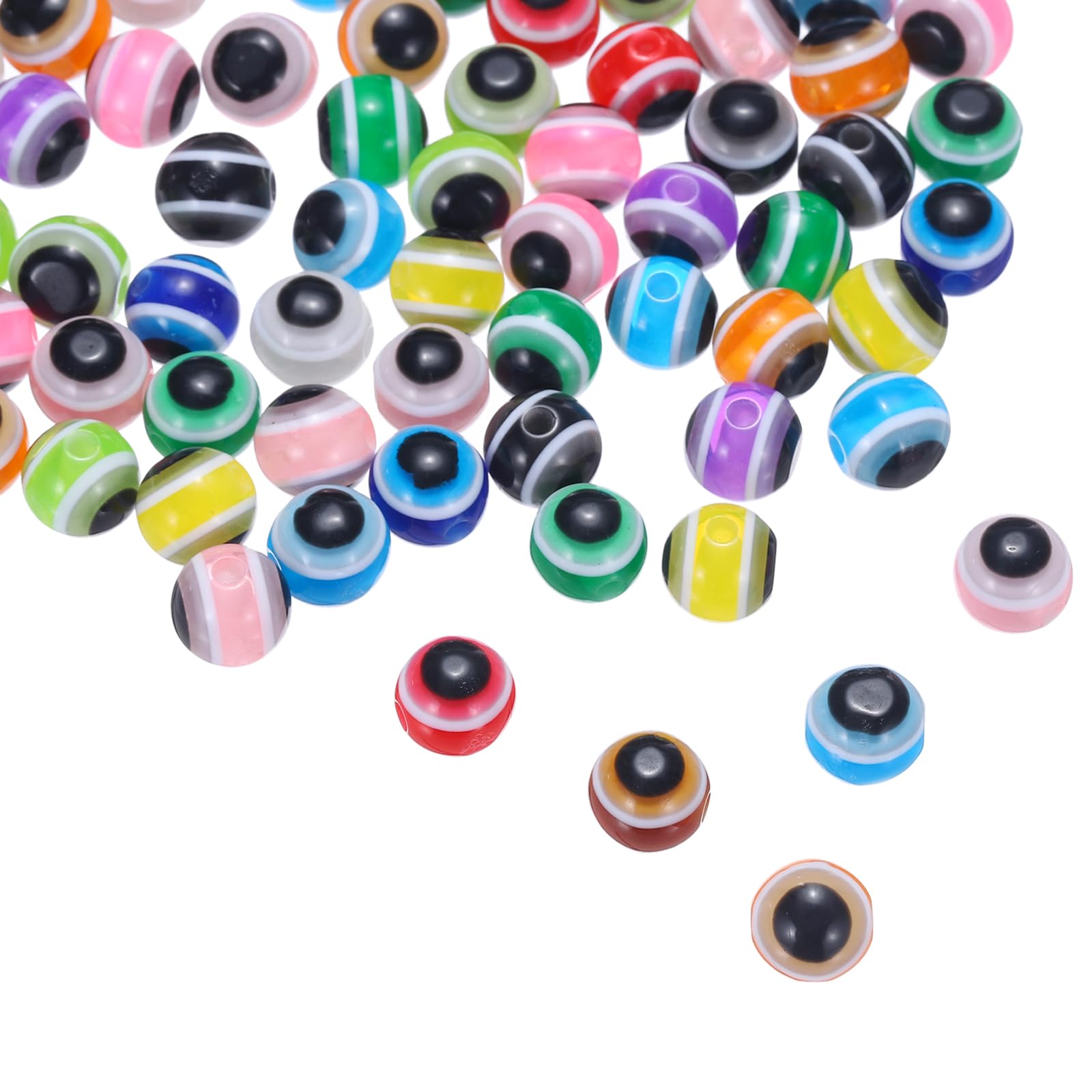 PATIKIL 10mm Evil Eye Beads, 100 Pcs Resin Turkish Evil Eye Charm Round Spacer Beads Pendant Connector for DIY Art Craft Bracelet Necklace Earrings Making, Multicolored