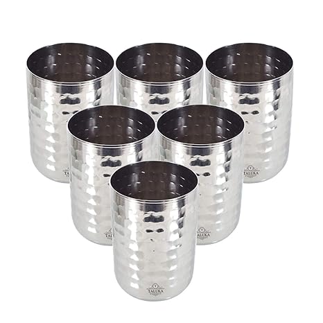 Taluka Stainless Steel Hammered Glasses Tableware Drinkware Tumbler Drinking Set of 6
