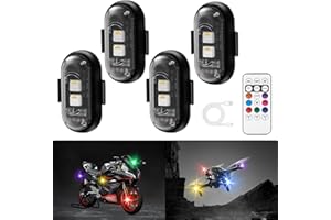 ACCTNDOK 4PCS Wireless Led Lights for Car with Remote Control, 8 Colors USB Rechargeable Anti-Collision Strobe Lights, IP65 Waterproof High Brightness Led Lights for Car Drone Truck Motorcycle Aircraft Bike