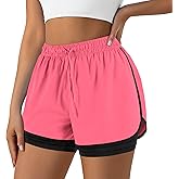 Yevrimow Women's 2 in 1 Running Shorts for Gym Yoga Workout Athletic Shorts High-Waisted Shorts with Liner Pockets