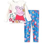 Peppa Pig Girls Pant Sets Ruffle Long Sleeves Top Shirt and Leggings Clothing Set for Toddler Girls Fall Clothes Size 2-6T