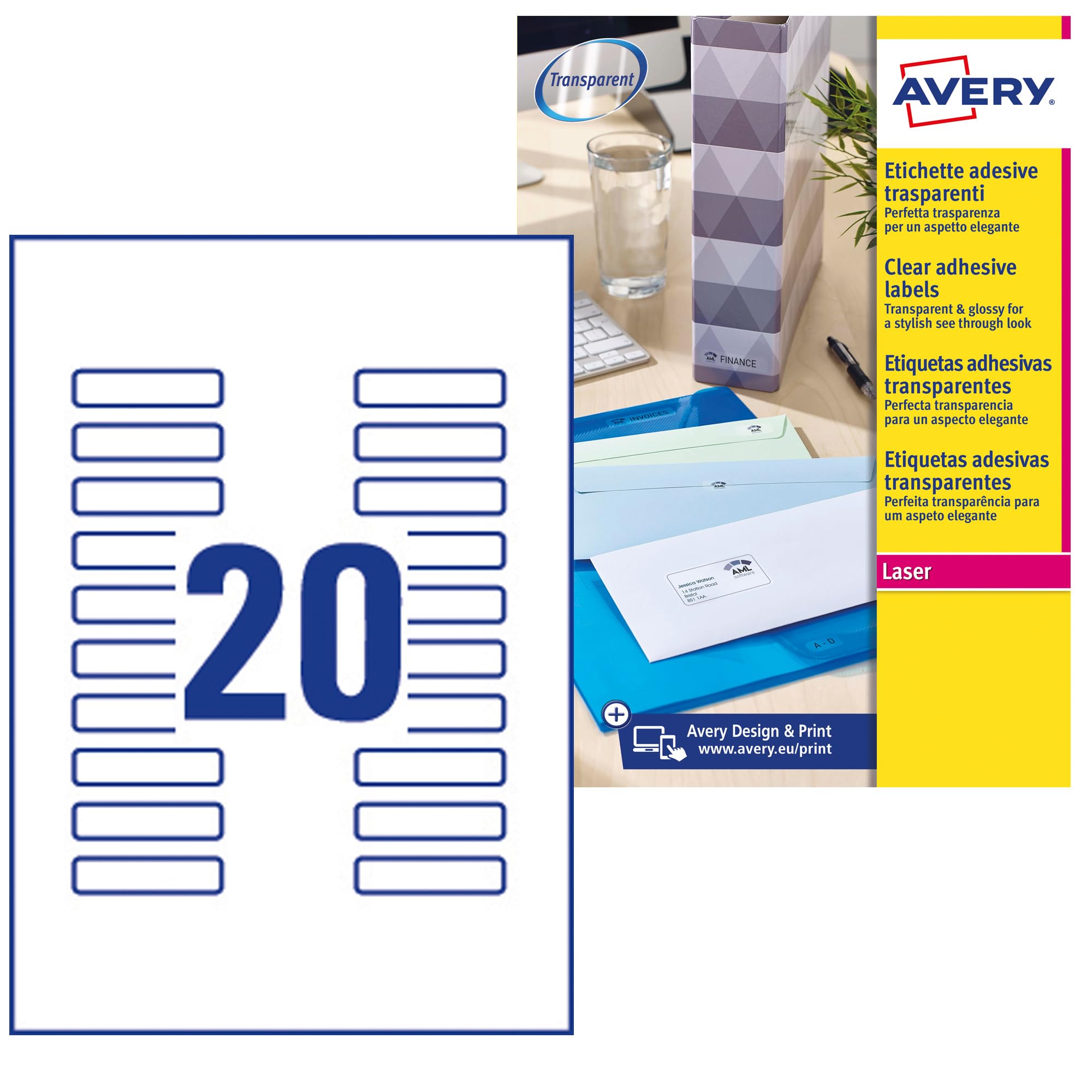 Avery J8 Mini Labels 55 x 12.7 Transparent
