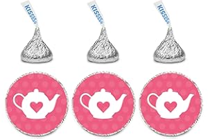 Andaz Press Chocolate Drop Labels Stickers Single, Baby Shower, Girl Tea Pot, 216-Pack, For Hershey's Kisses Party Favors, Gi
