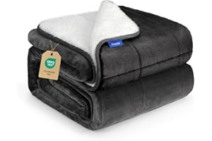PIWOSA Weighted Blanket Twin Size 10 Pounds 48x72 inches, Sherpa Fleece Throw Blanket for Teens with Soft Plush Flannel Top, Fuzzy Fluffy Cozy Warm and Thick Heavy Blanket for Winter