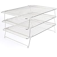 Tebery 304 Grade Stainless Steel Baking Rack 3-Tier Stackable Cooling Rack Set for Baking Cooking Grilling - 16.5” x 12”