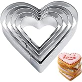5 Pcs Heart Cookie Cutter,Heart Shaped Cookie Cutters for Baking | Stainless Steel Biscuit Cutters for Valentine's Day Birthday, Wedding,Holiday,Party