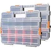 Makitoyo Tool Box Organizers, Interlocking Black Small Parts Organizer for Fasteners, Parts and Crafts w/Removable Dividers, 