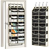 Aokeyee 5 Tiers Over the Door Storage Organizer, Behind Door Storage for Baby Nursery, 80lb Capacity Door Hanging Organizer with 10 Compartments & 10 Mesh Pockets for Closet, Bedroom, Bathroom, Toys