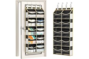 Aokeyee Over the Door Storage Organizer - 5 Tiers Behind Door Storage with 10 Compartments & 10 Mesh Pockets, 80lb Capacity Door Hanging Organizer for Closet, Bedroom, Bathroom, Pantry, Nursery, Toys