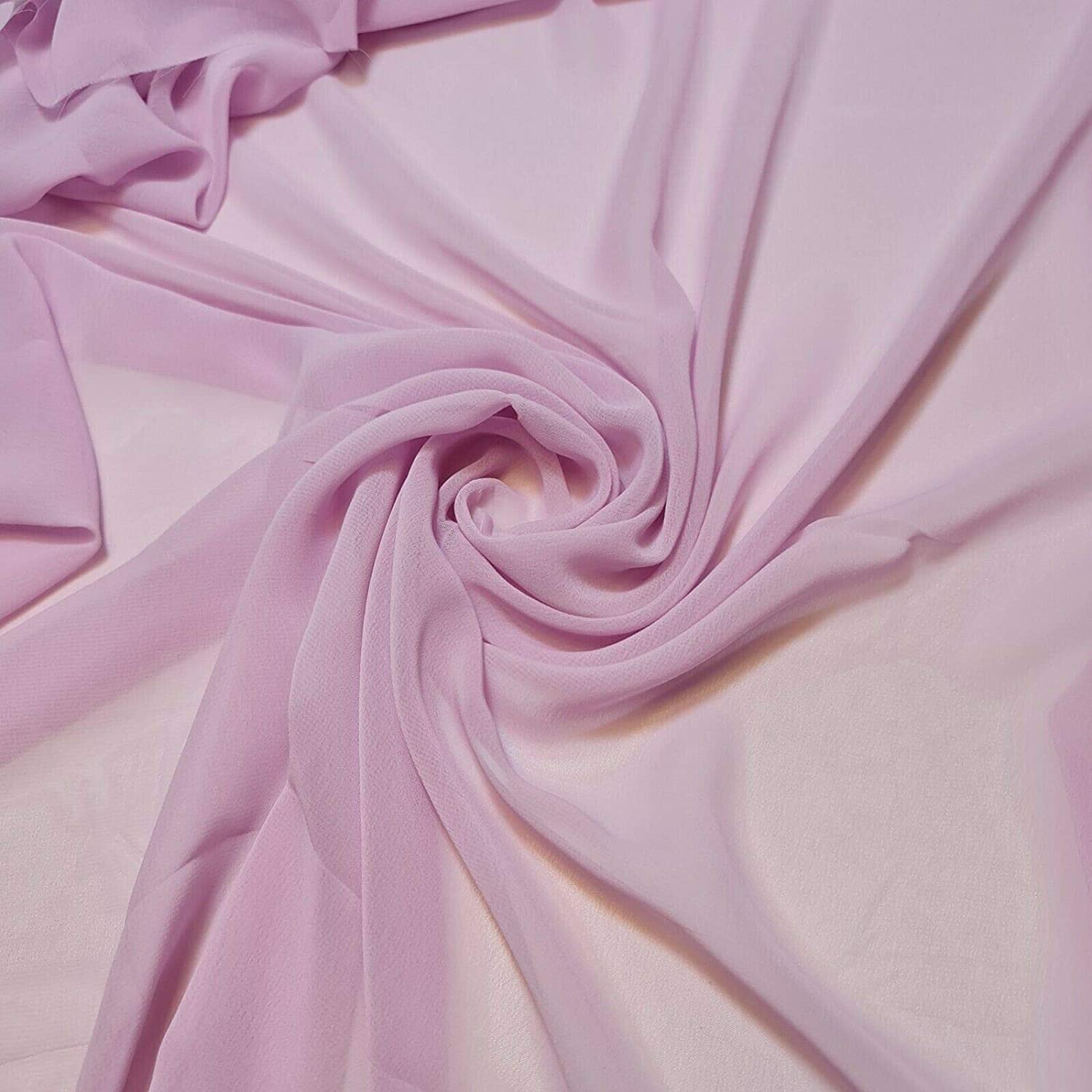 New Plain Chiffon Sheer Crepe Fabric Premium Dyed Dress Drape Decor Craft Fabric (Pink, 2 Meter)