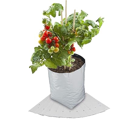 ballatha 550 GSM, High Density Polyethylene Grow Bag for Plants Terrace Gardening - Grow Vegetables, Fruits, Onion & Other Leafy Vegetables -16 x 16 x 30 cm - White Outside, Black Inside - Pack of 5