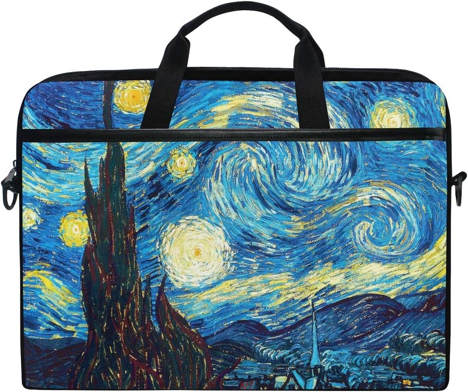 Laptop Case, Unicorns Rainbow Printed with 3 Compartment Shoulder Strap Handle Canvas Notebook Computer Bag Personalised Perfect for Boys Girls Women Men 13 13.3 14 15 inch