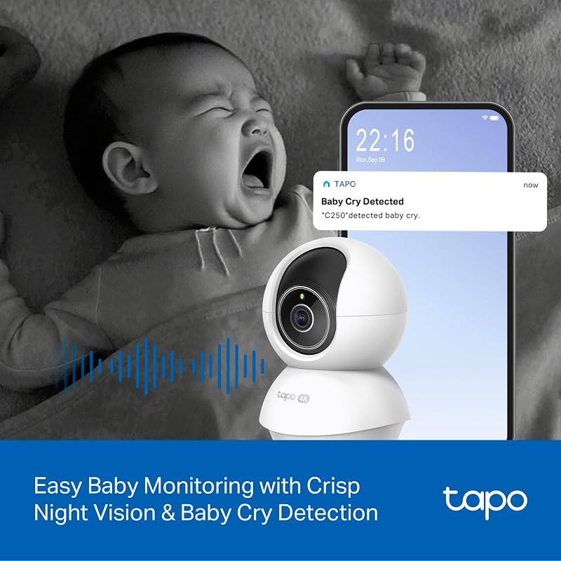 C250 4K Überwachungskamera Innen 360°, Lokale KI-Erkennung & Bewegungsverfolgung mit Zoom, IR-Nachtsicht, Privatsphäre-Sperrzone, Micro-SD oder Cloud Speicher, Haustier & Babyphone mit Kamera