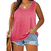 Plus Size Tank Tops for Women Summer Sleeveless Scoop Neck T-Shirts Tops Casual Tees Tunics Shirts