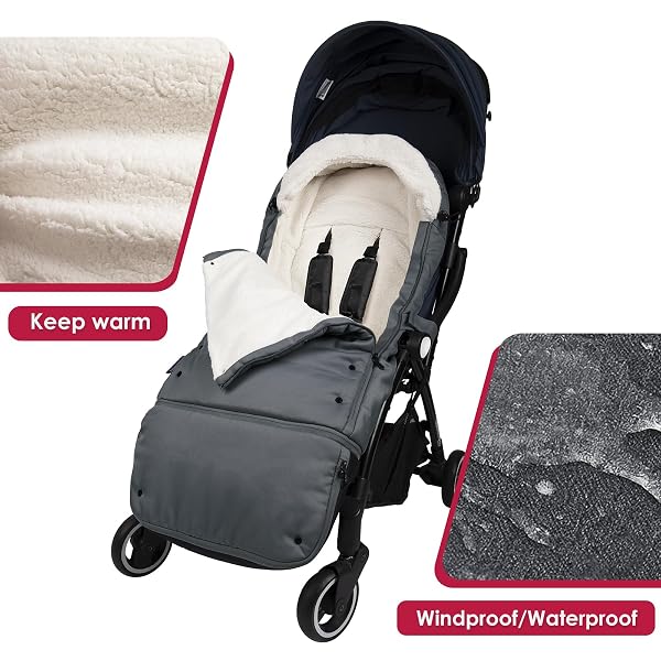 UNIVERSAL, WEATHER-PROOF, WARM STROLLER FOOTMUFF | EXTENDABLE WINTER COVER | ADJUSTABLE BUCKLE | STROLLER BUNTING BAG | COSYDIARY STROLLER ACCESSORIES | STROLLER COVER (CHARCOAL GRAY)