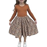 SOLY HUX Toddler Girl's Floral Print Dress Long Sleeve Crew Neck A Line Flared Casual Fall Dresses