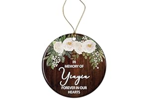 OwingsDesignsPerfect In Memory Of Yiayia Forever Our Hearts Ornament - Angel Loving Memorial Christmas Gift For Loss Remembrance Ceramic Printed on Both Sides, White