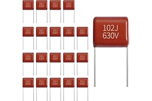 JCCON 20-Pack 630V 102J Premium Quality Metallized Polypropylene Film Capacitors, P7.5 CBB21/CBB22 1000pF 1nF 0.001uF MPP Caps with Superior Performance