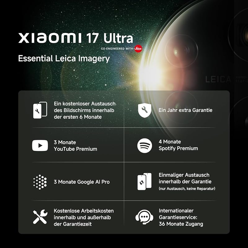 17 Ultra Smartphone 16+512 GB, Leica 200 MP Teleobjektiv, Schwarz
