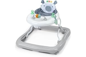 Ingenuity Smooth Strides Activity Baby Walker - Chambray, Developmental Walker, 3 Adjustable Heights, Toys Included, 6M-12M