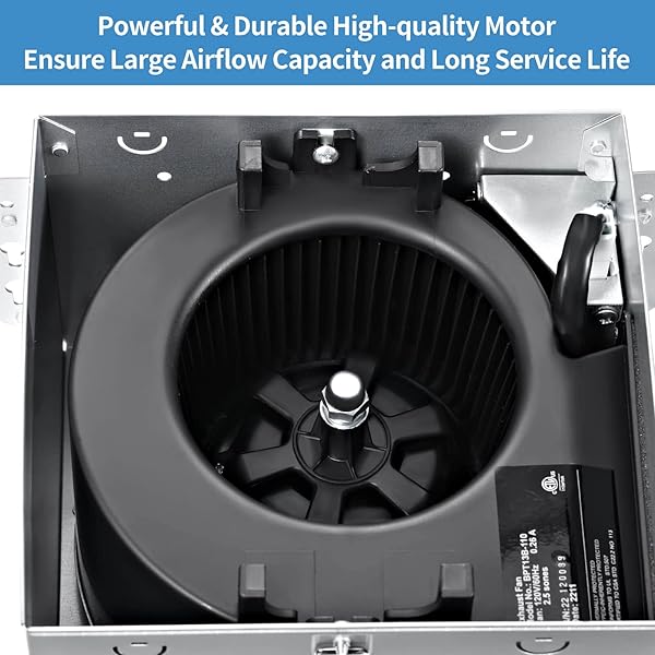 JOEAONZ BATHROOM EXHAUST FAN 110 CFM VERY QUIET WITH MATEL HOUSING, CEILING MOUNT VENTILATION FAN LARGE AIR-FLOW CAPACITY, ENERGY-SAVING HOUSEHOLD BATH VENT EXTRACTOR, WHITE PLASTIC GRILLE