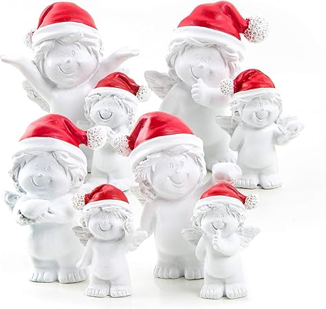 Immagini Di Angioletti Di Natale.2 X 4 Angioletti Rosso Bianco Cappelli Grandi Piccolo 6 3 8 Cm Babbo Natale Angelo Di Natale Angelo Custode Figura Angelo Amazon It Casa E Cucina
