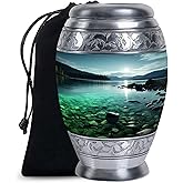 KARYLIZ Mountain Urn for Human Ashes Adult Female - Green Large Female Urns Mountains - Large Urns for Adults, Cremation Funeral Urn for Human Ashes Adult Mom & Dad 10 Inch