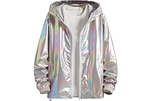 Men's Colorful Reflective Coat High Visibility Holographic Hoodie Jacket
