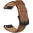 TRUMiRR 26mm Quick Fit Genuine Cowhide Leather Watch Band for Garmin Fenix 8 51mm, 7X, 6X Pro, 5X Plus, Instinct 3 Solar 50mm, Epix Pro, Enduro 3, Descent Mk3i 51mm