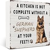 OVAcational Funny German Shepherd Wooden Signs,German Shepherd Gifts Wooden Box Sign,Vintage Dog Decor For Home Desk Tabletop Shelf Decoration 5x5 Inches