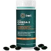 Iwi Omega-3 Sport, 60 Softgels (30 Servings), Plant-Based Vegan Algae Omega 3 with DHA, Exercise Recovery Support Dietary Supplement, Krill &amp; Fish Oil Alternative, No Fishy Aftertaste