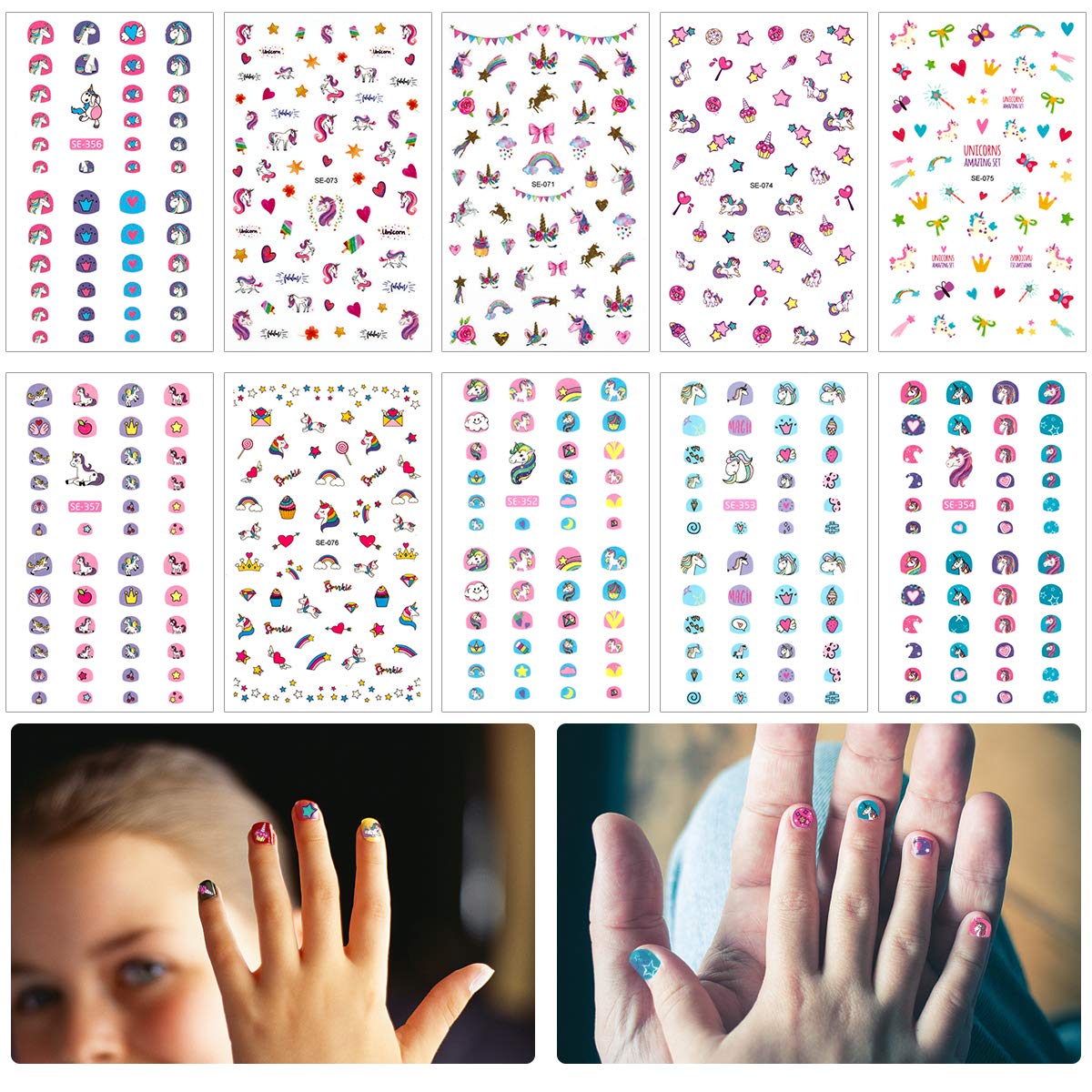 Madholly 10 Sheets Self Adhesive Unicorn Nail Art Stickers Decals
