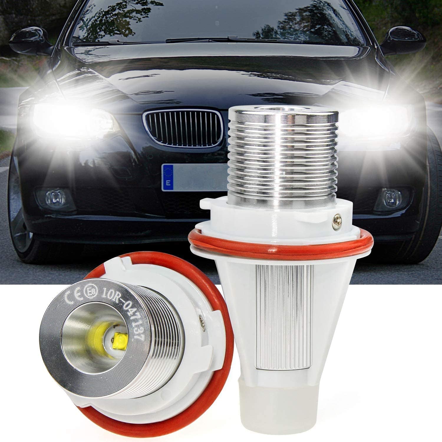 NWPangu |Upgrade| LED Angel Eyes Halo Ring Marker Side Headlight Bulbs Suitable for E39 E53 E60 E61 E63 E65 E83 E87 X3 X5 6500K 10W