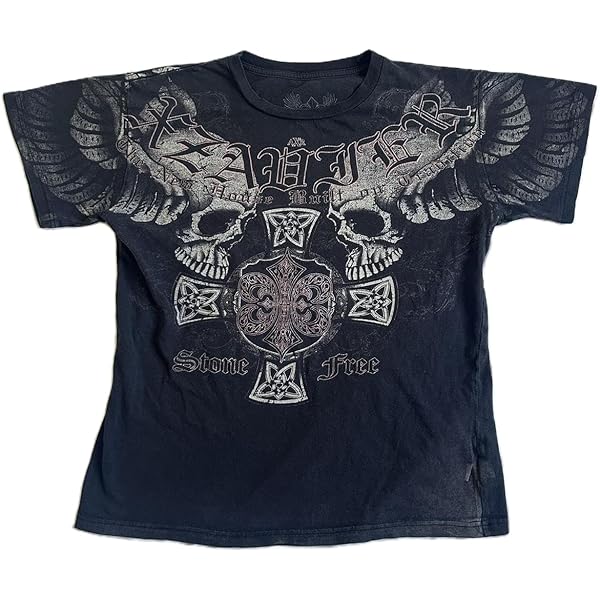 Womens Y2k Skull Graphic Print Crop Tops 90s Vintage Aesthetic