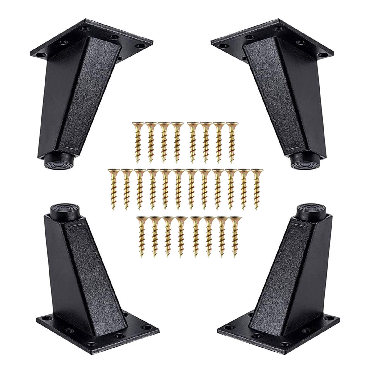 4 pcs Metal Sofa Feet,Furniture Feet Metal Table Legs/Aluminium Metal Oblique Furniture Feet,Sofa Legs Replacement for Cabinet Cupboard Sofa Table Dresser,Includes Mounting Screws,Black,80mm