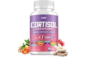WAZQ Cortisol Supplements for Women with Magnesium, Ashwagandha & L-Theanine. High Cortisol Reducer, Manager, Cortisol Detox for Women, Lower and Control 90 Capsules (Pack of 1)